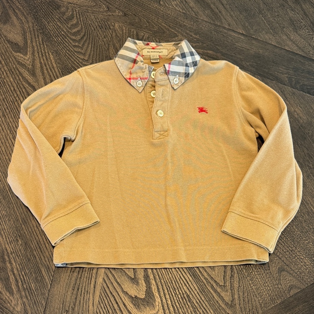 Burberry Kids Beige Polo with Check Collar